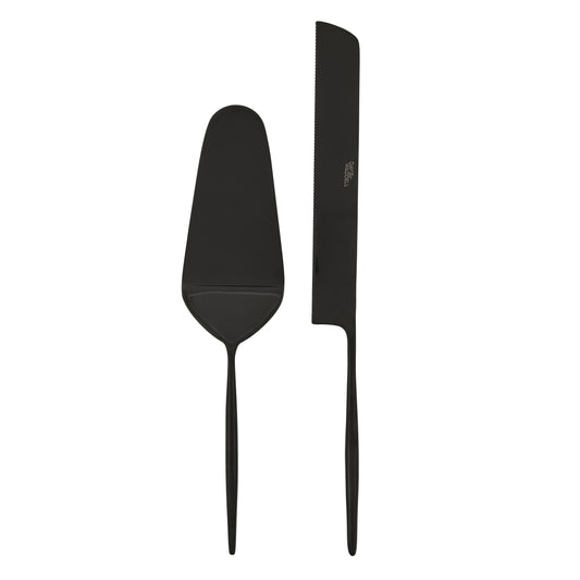 Stainless Steel Cake Server & Knife 2pcs Set Black