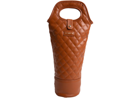 Quilted Brown Insulated Single Wine Bag